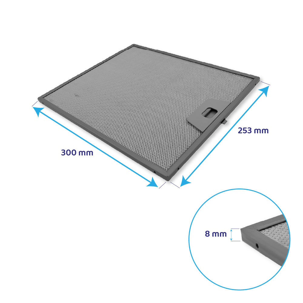 Arthur Martin Metaalfilter 300x253x8mm 4055081220