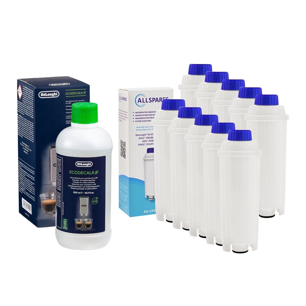 Onderhoudsset Koffiemachine Waterfilter (10st.) + Ontkalker (500ml) geschikt voor Delonghi