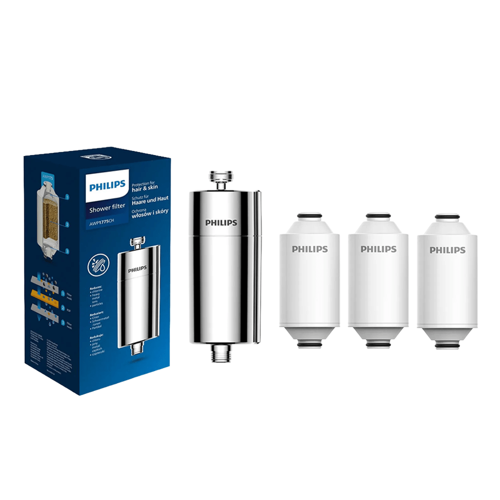 Philips Douchefilter Chroom + 3 Filters – Universeel