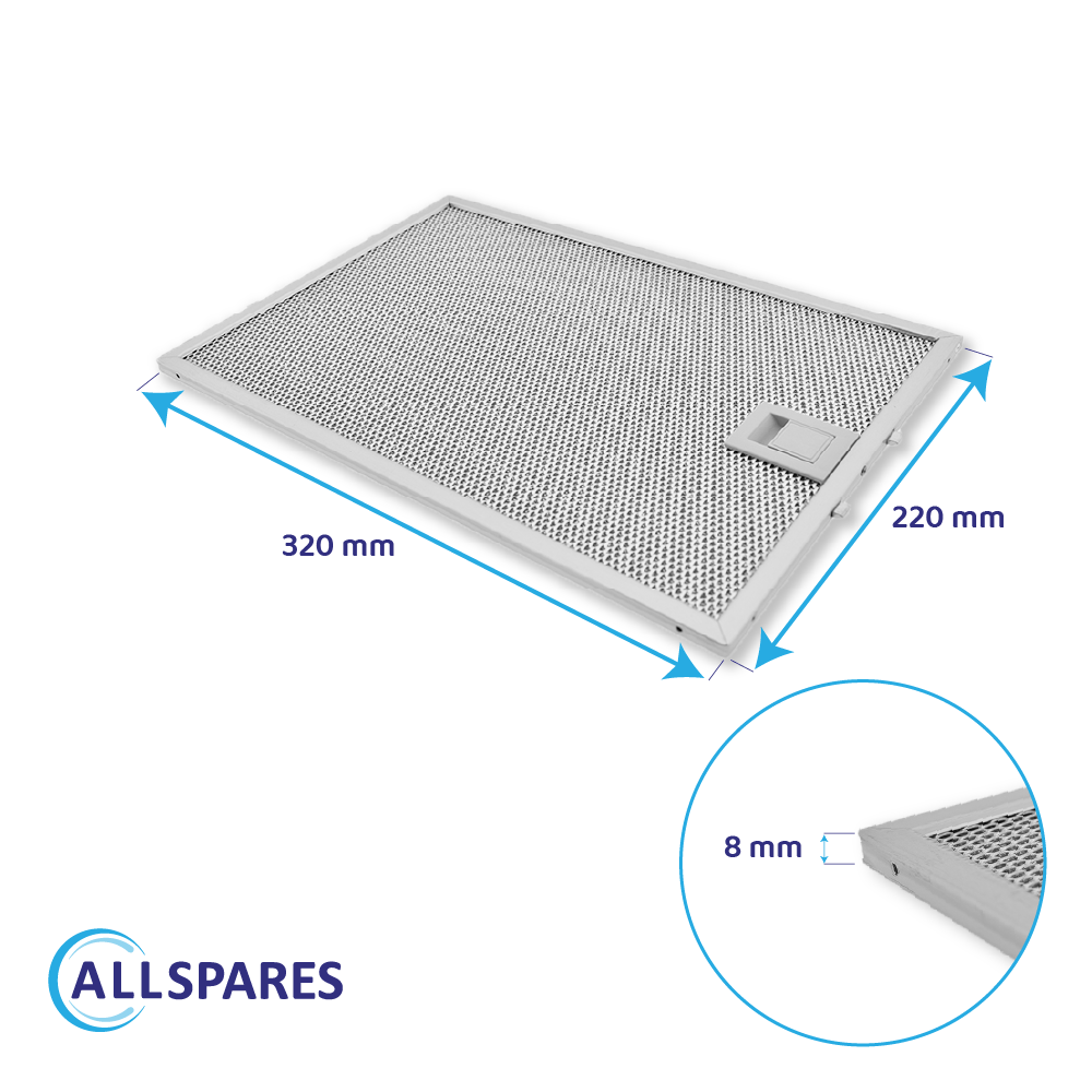 Metaalfilter 320x220mm geschikt voor Siemens 362380 / 00362380