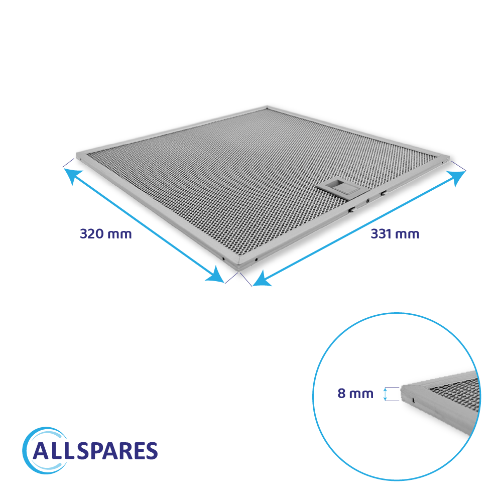 Metaalfilter 320x330mm geschikt voor Siemens 362381 / 00362381