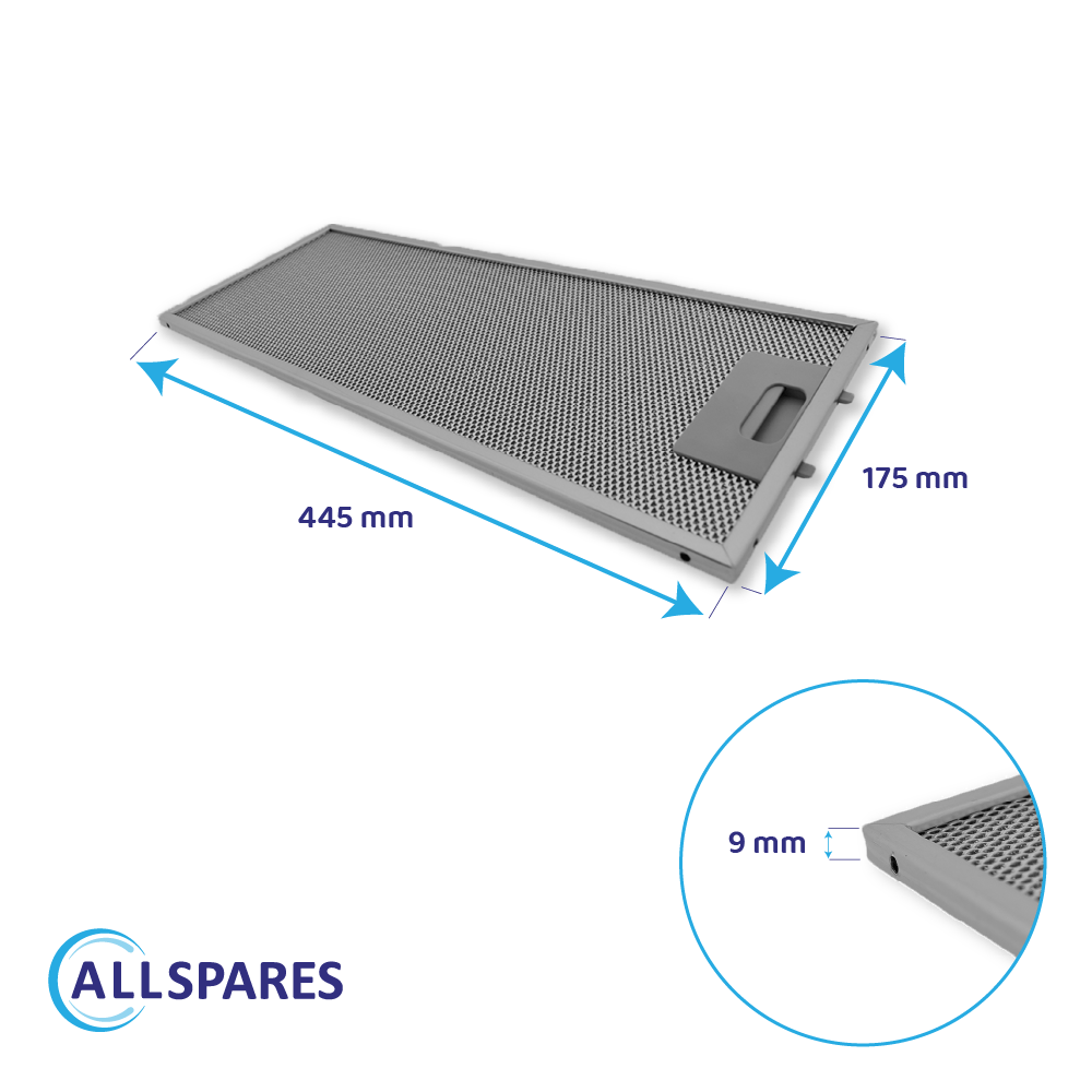 Metaalfilter 445x175mm geschikt voor Pitsos 352813 / 00352813