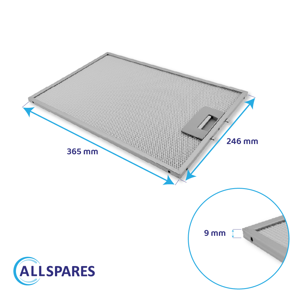 Metaalfilter 365x246x9mm geschikt voor Pelgrim 88019355 / 23865