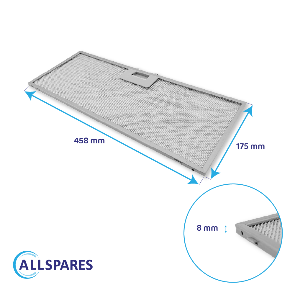 Metaalfilter 458x175x8mm geschikt voor Scholtes 481248058314