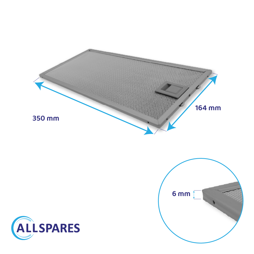 Metaalfilter 350x164mm geschikt voor Bosch 435204 / 00435204