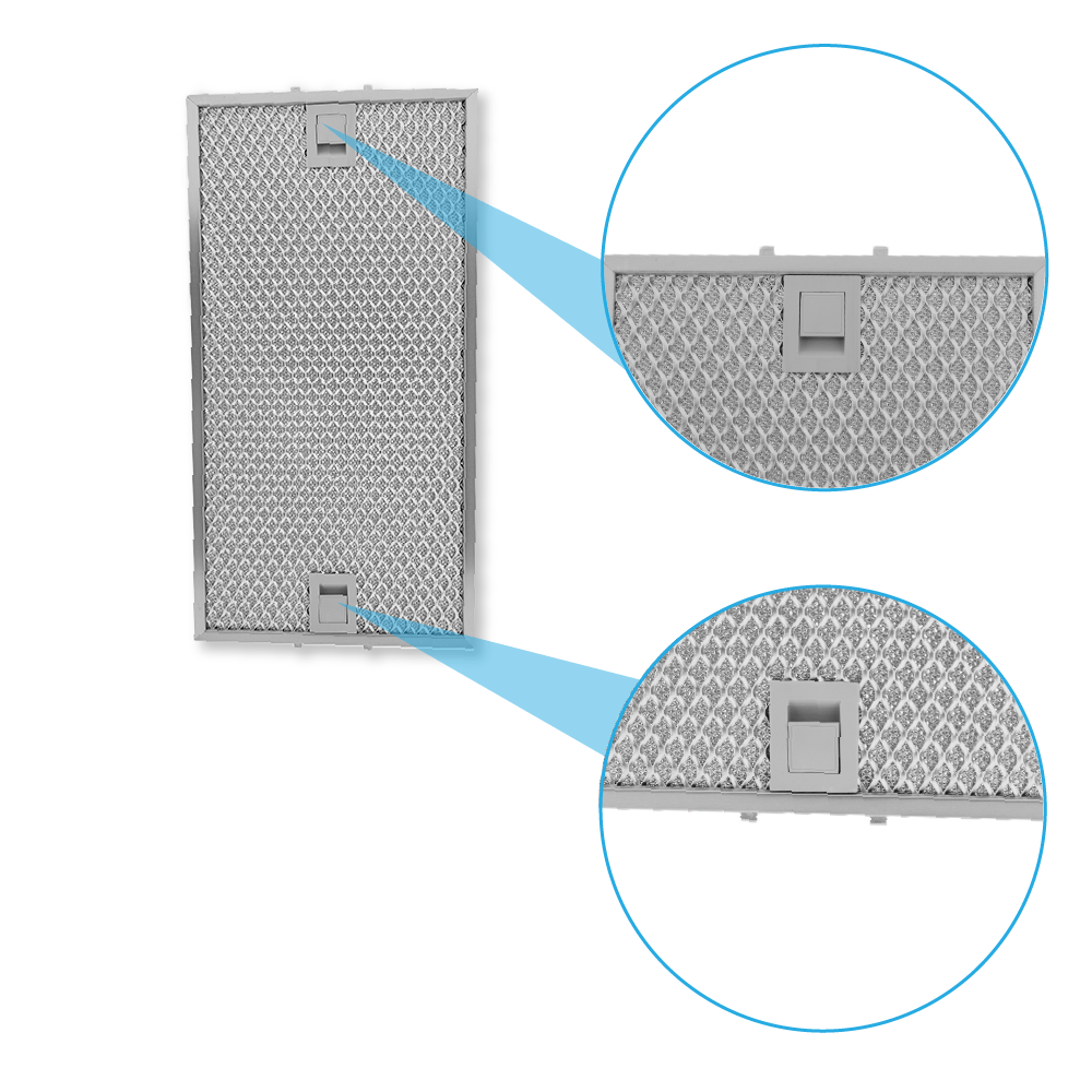 Metaalfilter 403x208mm geschikt voor Bosch 434107 / 00434107 (achter)