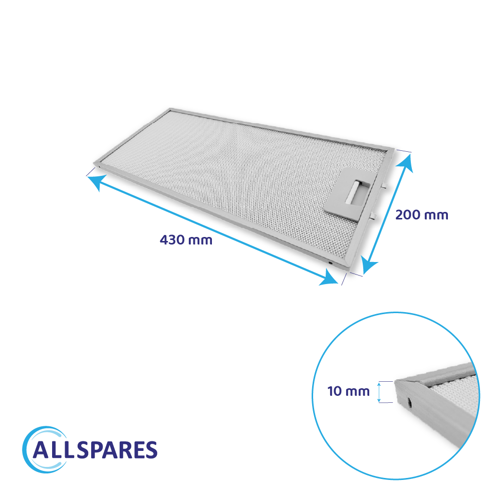 Metaalfilter 430x200x10mm geschikt voor AEG 50268357006