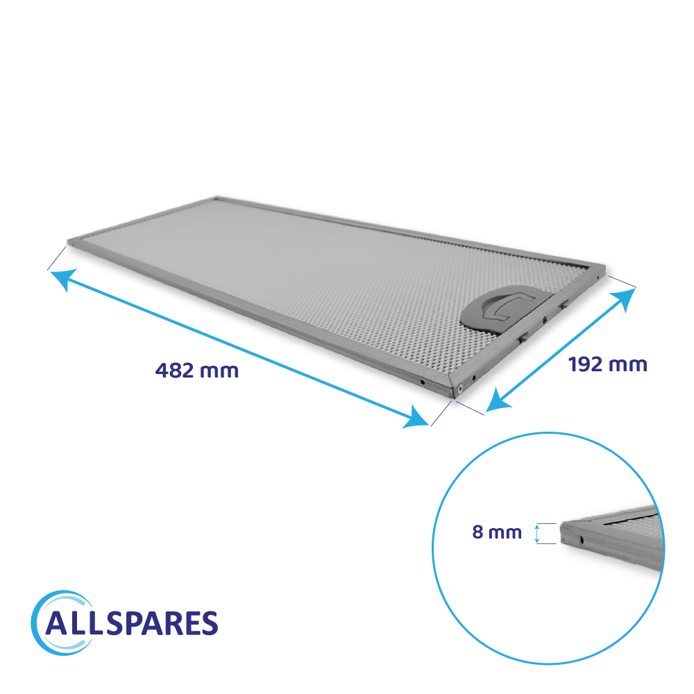 Metaalfilter 482x192mm geschikt voor Bosch 11022474