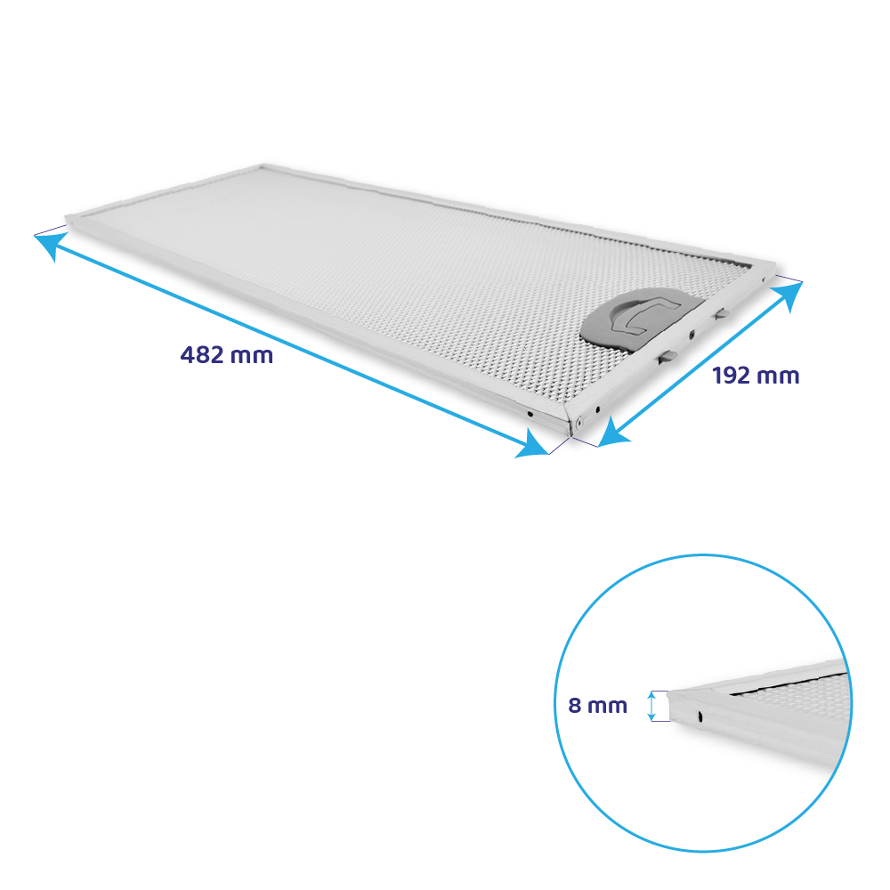 Metaalfilter 482x192mm geschikt voor Balay 11022474