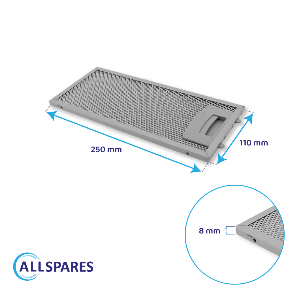 Metaalfilter 250x110mm geschikt voor Bosch 11022470