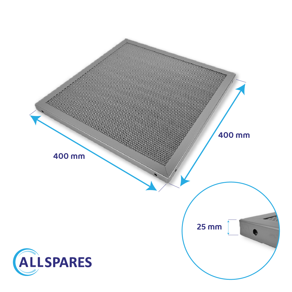 RVS Gaasfilter 400x400x20mm voor Horeca Afzuigkap