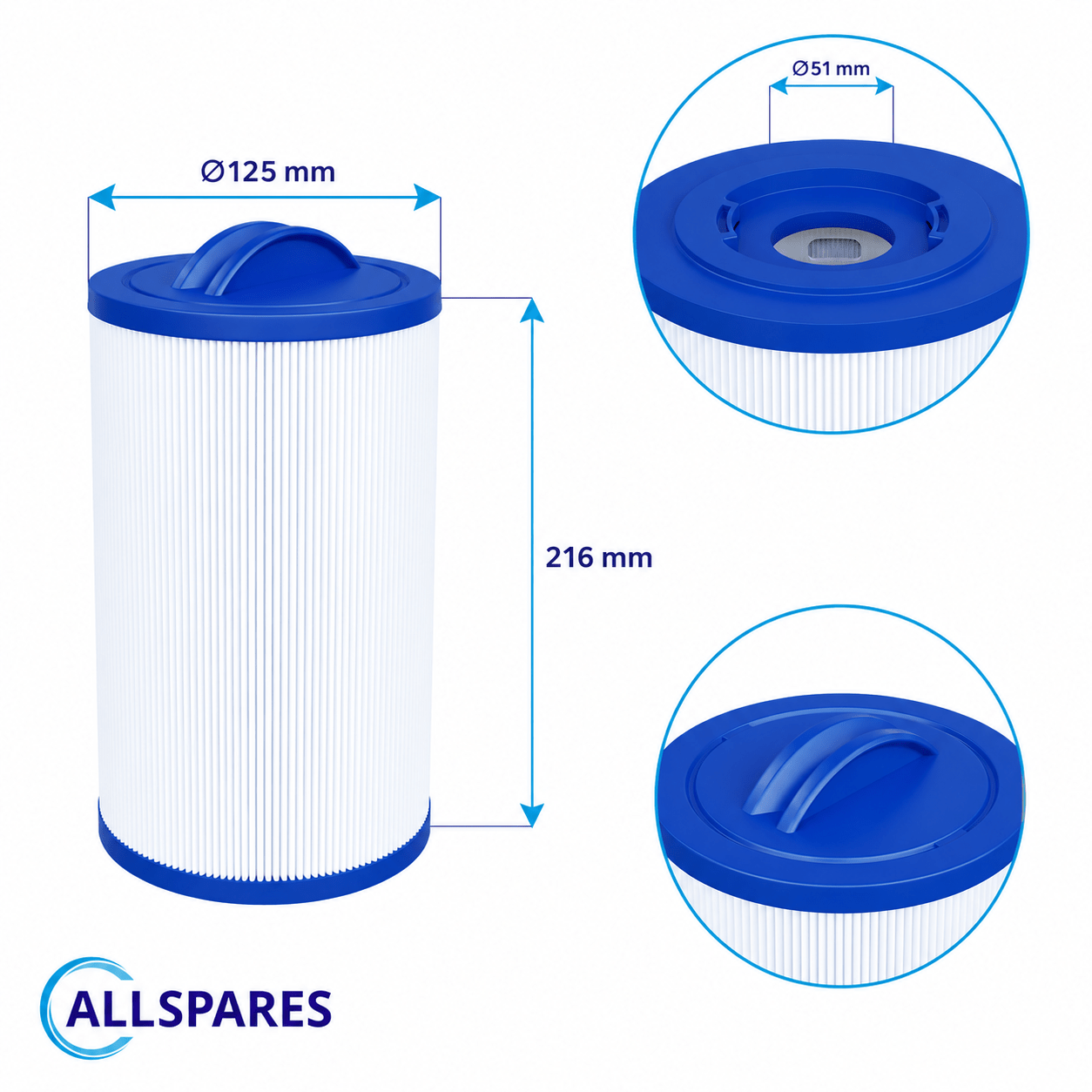 Spa Waterfilter geschikt voor Vortex VX30 / 125979 (Twist Lock)