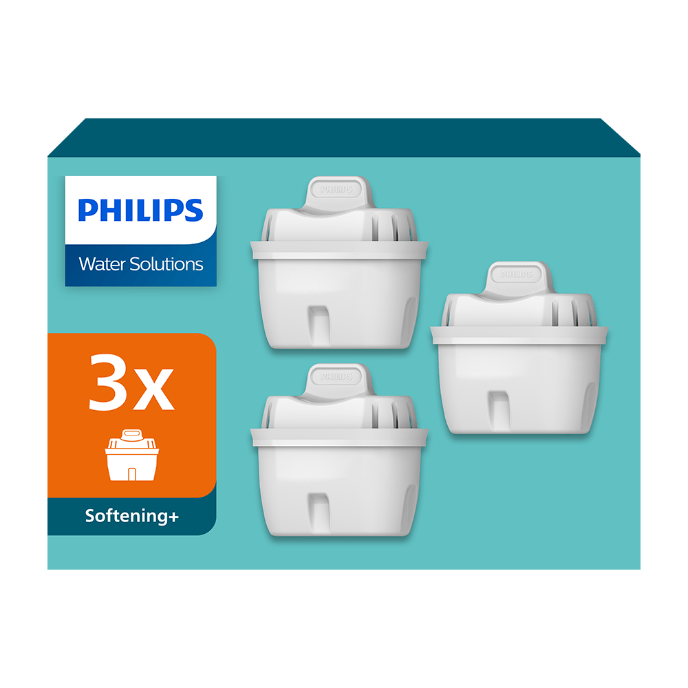 Philips Softening+ Waterfilter 3-pack (filtert PFAS) compatibel met BRITA Maxtra+