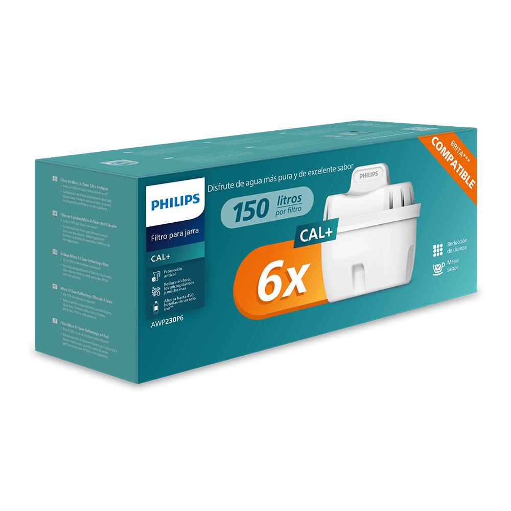 Philips Softening+ Waterfilter 6-pack (filtert PFAS) compatibel met BRITA Maxtra+