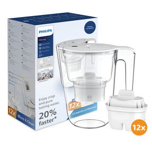 Philips Waterfilterkan 2.6L + 12 Micro X-Clean Waterfilter (filtert PFAS) AWP2933WHT12