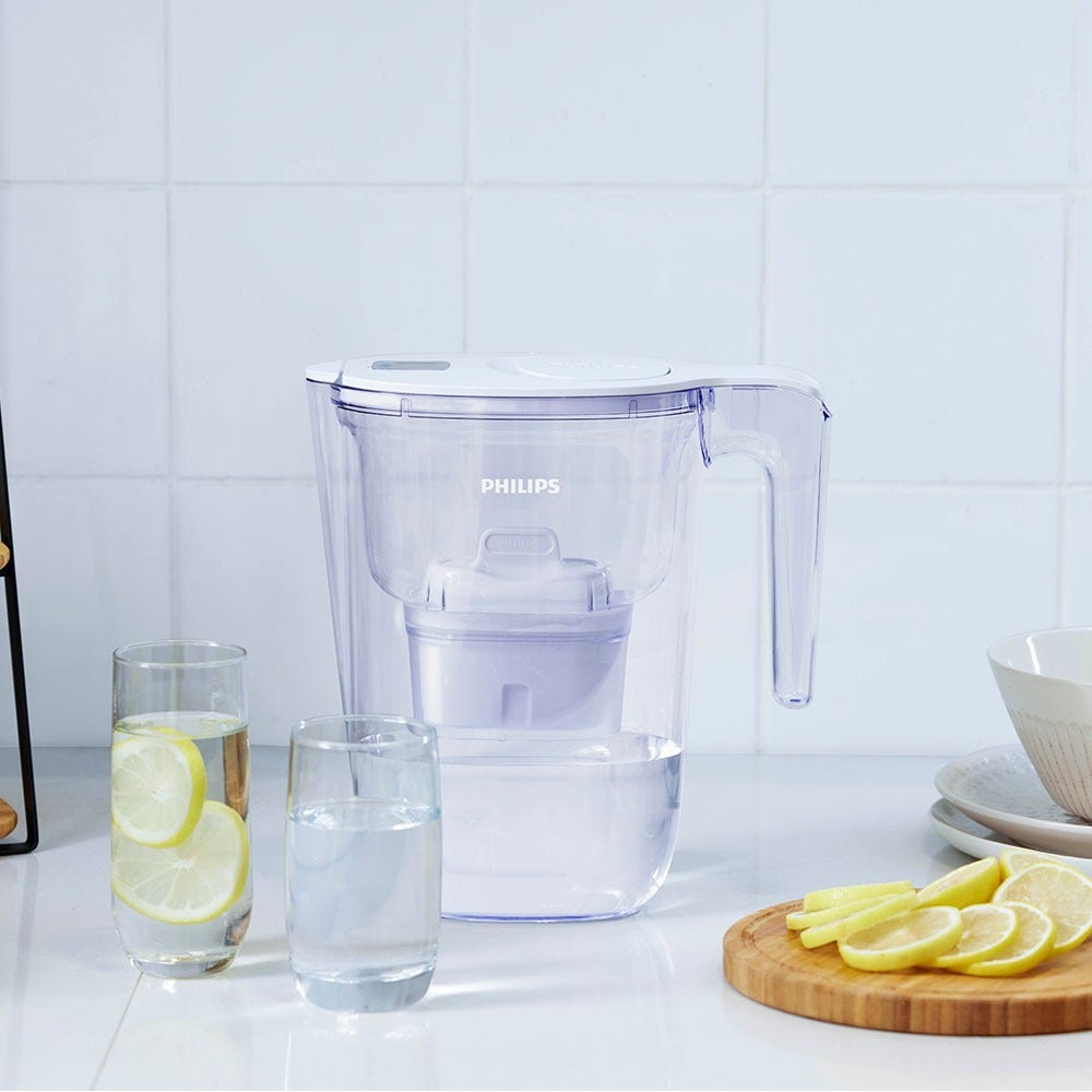 Philips Waterfilterkan 3.4L + 3 Micro X-Clean Waterfilter (filtert PFAS) AWP2953WHT3