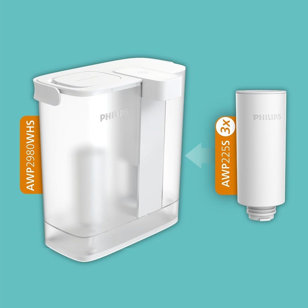 Philips Micro X-Clean Instant Waterfilterkan + Softening+ Waterfilters (3St.) AWP2980WHS3