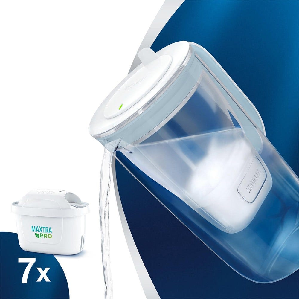 BRITA Glazen Waterfilterkan 2.5L + 7 MAXTRA PRO Waterfilters (filtert PFAS)