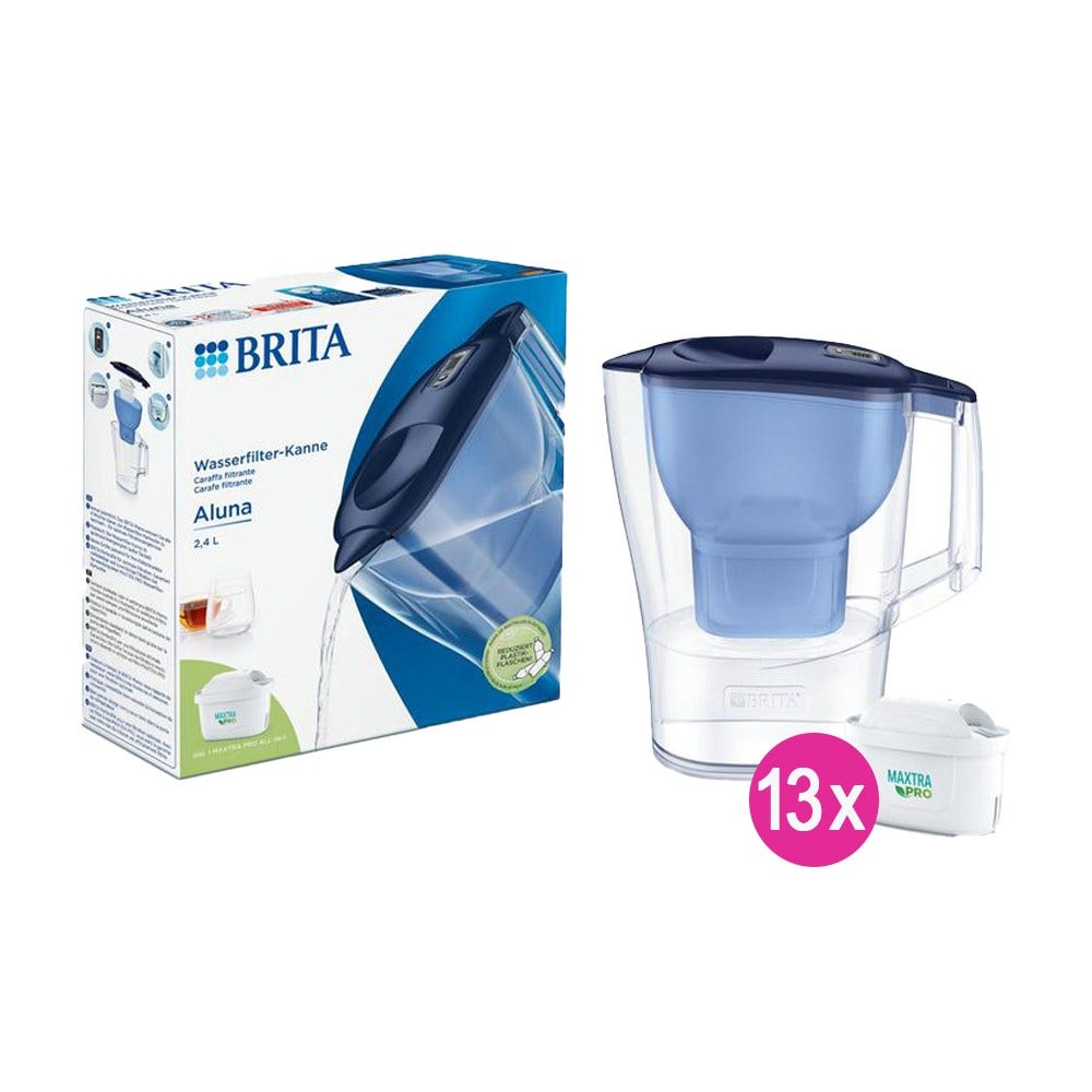BRITA Aluna Waterfilterkan Blauw + 13 MAXTRA PRO Waterfilters (filtert PFAS)