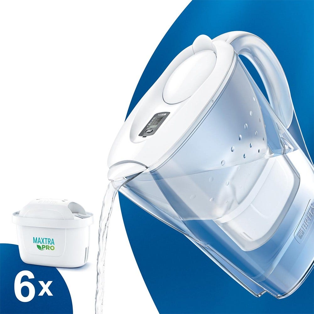 BRITA Marella Waterfilterkan 2.4L + 6 MAXTRA PRO Waterfilters 1051132 (filtert PFAS)