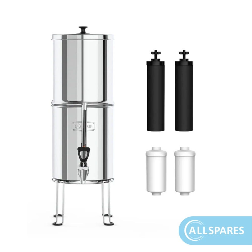 RVS Zwaartekracht Waterfiltersysteem (8,5l) incl. 2 Koolstoffilters & 2 Fluoridefilters