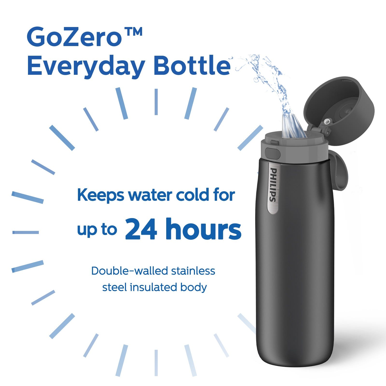 Philips GoZero Daily Insulated Drinkfles (550 ml) Grijs AWP2771GRR