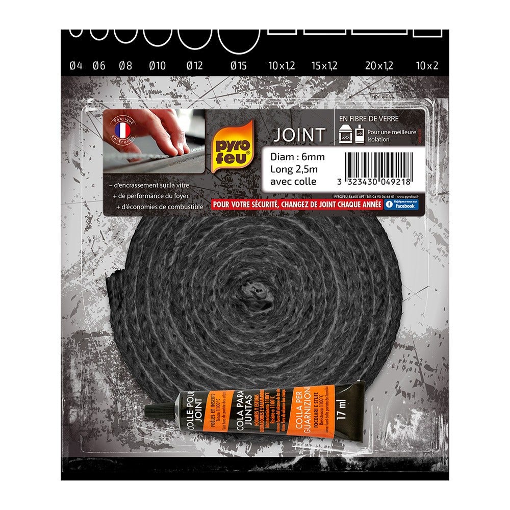 Pyrofeu Kachelkoord rond 6mm Ø + Lijm 