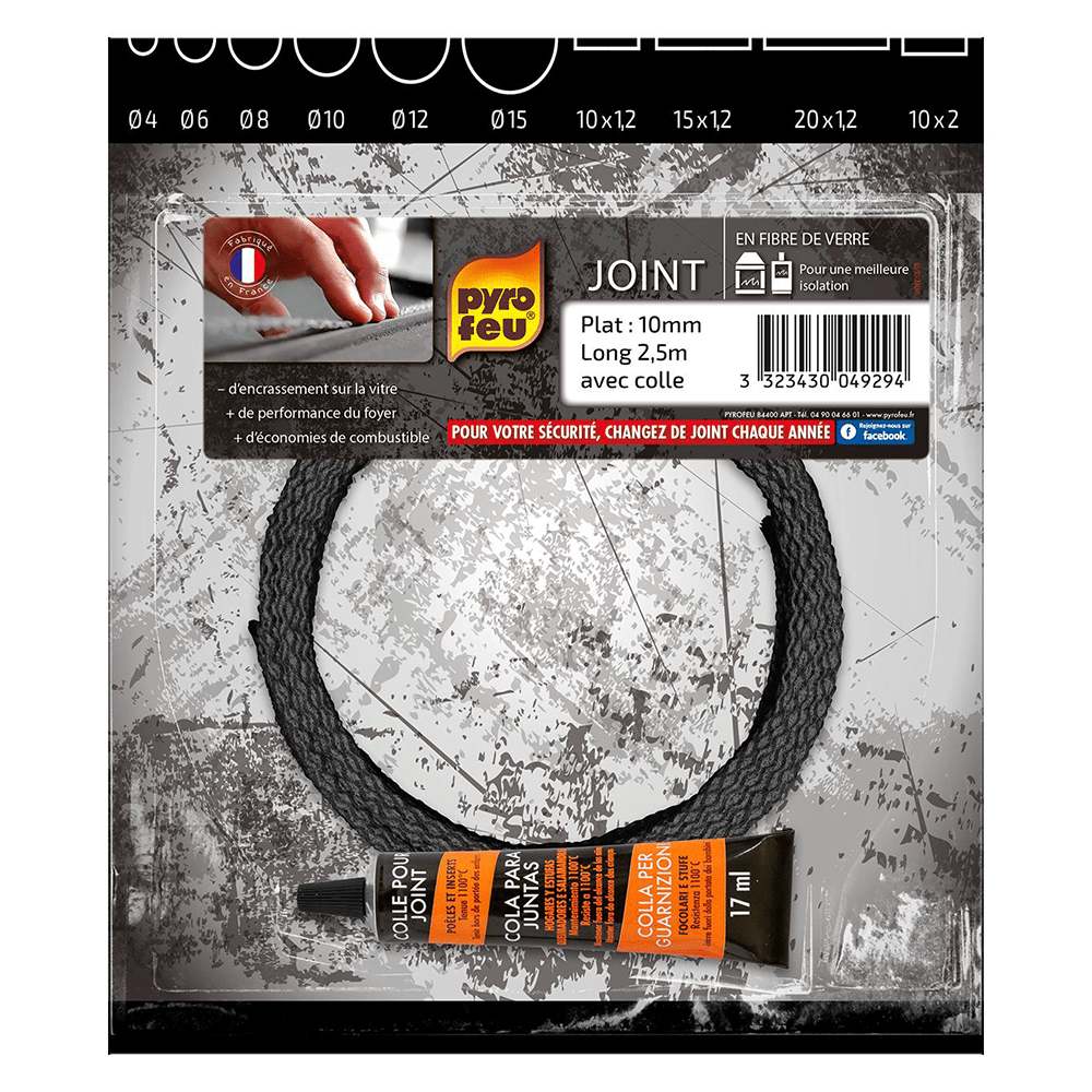 Pyrofeu Kachelkoord plat 10x1,2mm + Lijm