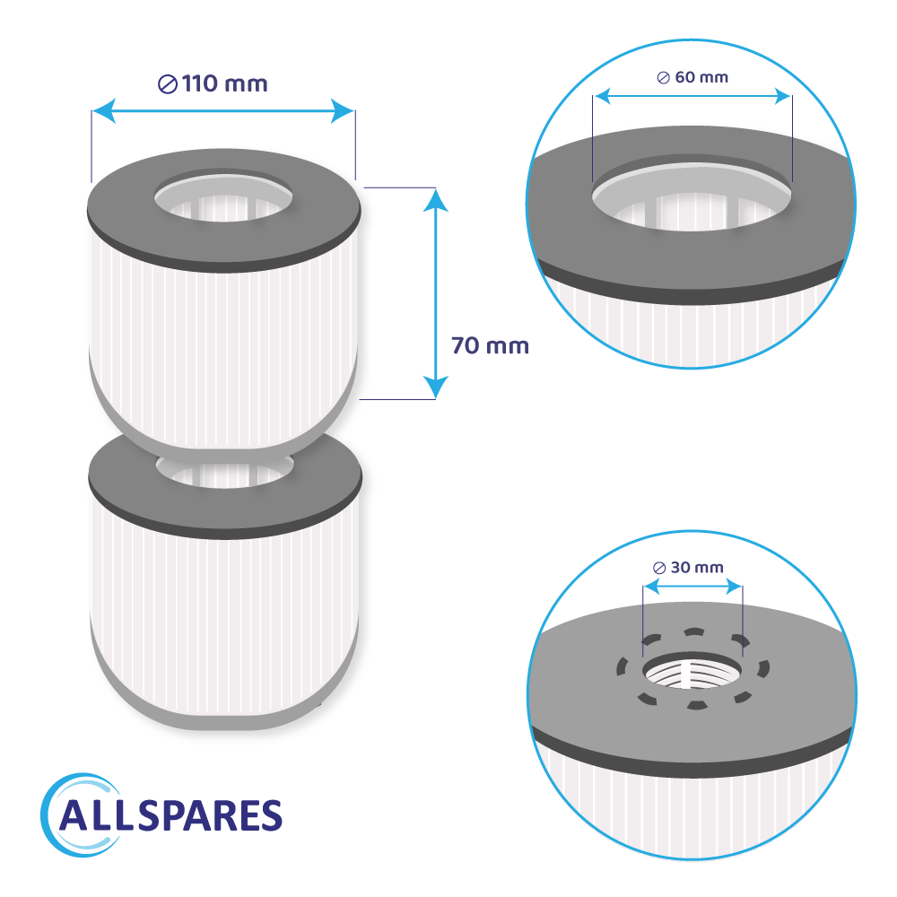 Spa Waterfilter geschikt voor MSpa / SC802 / 40104 zonder filterhouder (2st.)