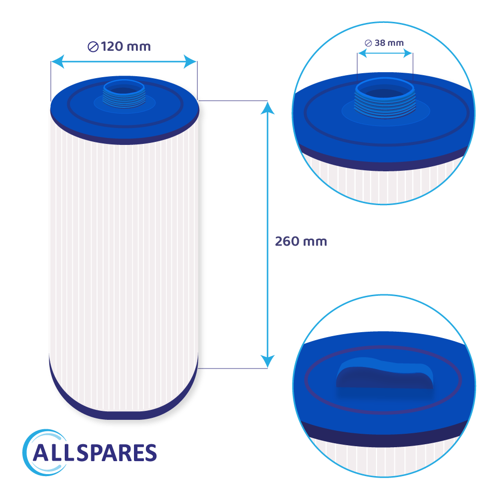 Spa Waterfilter PGS25P4 / 20254-238 / SC717 / 40260 / 4CH-24