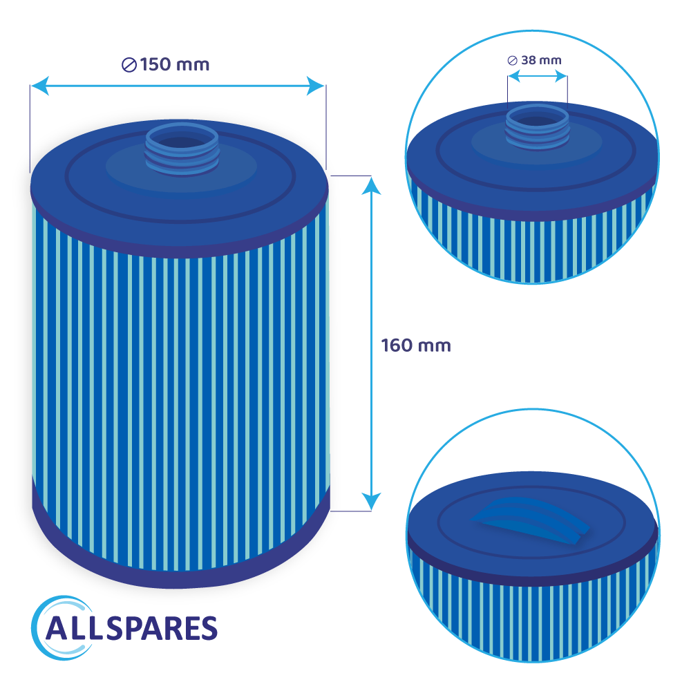Spa Waterfilter geschikt voor Toronto CD18M / SC846 / 50171 (antibacterieel)