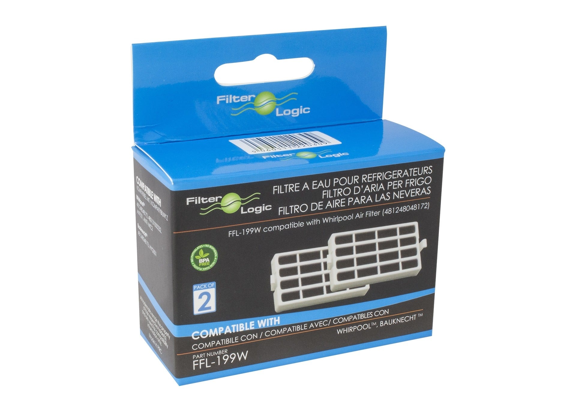 Whirlpool Luchtfilter Koelkast ABF001 / 488000629721 van Filter Logic (2St.)